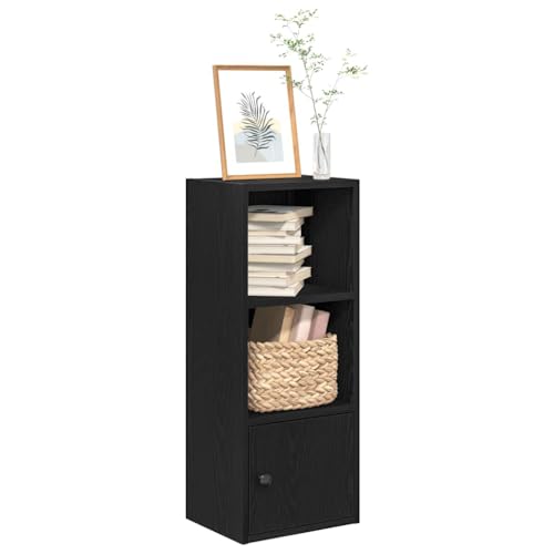 HANJIEFACAI Bücherregal Schwarz Eichen-Optik 31x24x77 cm Holzwerkstoff Small Bookcase Book Shelf Small Bookshelf Display Cabinet für Wohnzimmer Balkon Schlafzimmer Arbeitszimmer von HANJIEFACAI