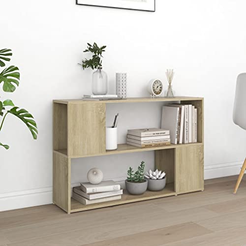 HANJIEFACAI Bücherregal Sonoma-Eiche 100x24x63 cm Holzwerkstoff Vitrine Bookcase Cabinet Small Bookshelf für Schlafzimmer Balkon Arbeitszimmer Wohnzimmer von HANJIEFACAI