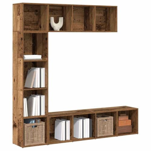 HANJIEFACAI Bücherschränke 3 Stück Altholz Holzwerkstoffe Shelves for Bedroom Bookcase Small Bookshelf Display Cabinet für Wohnzimmer Flur Balkon Schlafzimmer von HANJIEFACAI