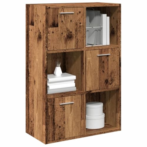 HANJIEFACAI Bücherschrank Altholz-Optik 60,5x30x90 cm Holzwerkstoff Vitrine Bookcase Cabinet Small Bookshelf für Wohnzimmer Schlafzimmer Arbeitszimmer Flur von HANJIEFACAI