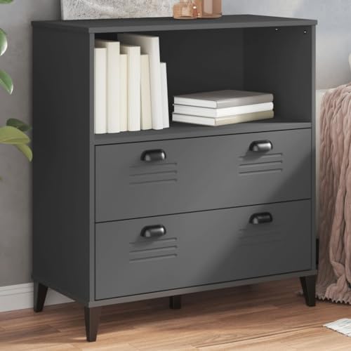 HANJIEFACAI Bücherschrank VIKEN Anthrazit 80x40x90 cm Holzwerkstoff Book Shelves Small Bookshelf Shelf Organizer Bookshelves für Schlafzimmer Balkon Arbeitszimmer Wohnzimmer von HANJIEFACAI