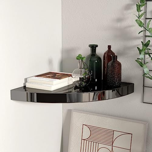 HANJIEFACAI Eck-Schweberegal Hochglanz-Schwarz 35x35x3,8 cm MDF Floating Wall Shelf Modern Display Storage for Books Awards Decor Honeycomb Design HANJIEFACAI Eck-Schweberegal Hochglanz-Schwarz 35x35x3,8 cm MDF Floating Wall Shelf Modern Display Storage for Books Awards Decor Honeycomb Design von HANJIEFACAI