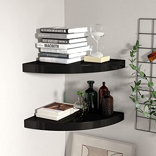 HANJIEFACAI Eck-Schweberegale 2 STK. Floating Corner Shelves Black 35x35x3.8 cm MDF Wall Mount for Books Display Modern Home Decor Storage Solution HANJIEFACAI Eck-Schweberegale 2 STK. Floating Corner Shelves Black 35x35x3.8 cm MDF Wall Mount for Books Display Modern Home Decor Storage Solution von HANJIEFACAI