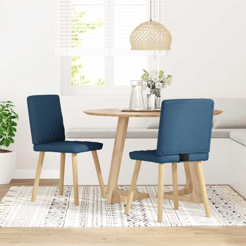 HANJIEFACAI Esszimmerstühle 2 STK. Blau Stoff Küchenstühle Modern Schminktisch Stuhl Balkonstuhl Dining Chair für Garten Park Restaurant Balkon von HANJIEFACAI