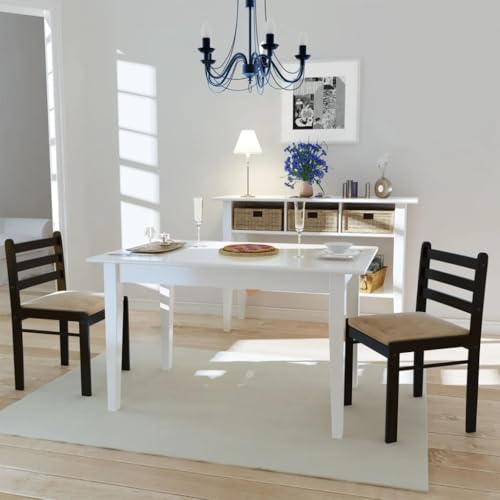 HANJIEFACAI Esszimmerstühle 2 STK. Braun Gummibaum Massivholz und Samt Stuhl Küche Esszimmerstühle Essstühle Lounge Sessel für Park Garten Restaurant Wohnzimmer von HANJIEFACAI