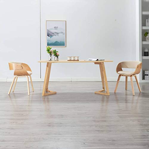 HANJIEFACAI Esszimmerstühle 2 STK. Creme Bugholz und Kunstleder Kitchen Chair Esszimmerstühle Schminkstuhl Essstühle für Garten Restaurant Wohnzimmer Küche von HANJIEFACAI