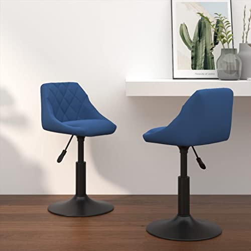 HANJIEFACAI Esszimmerstühle 2 STK. Drehbar Blau Samt Stuhl Küche Schminktisch Stuhl Essstühle Dining Chair für Küche Park Balkon Wohnzimmer von HANJIEFACAI