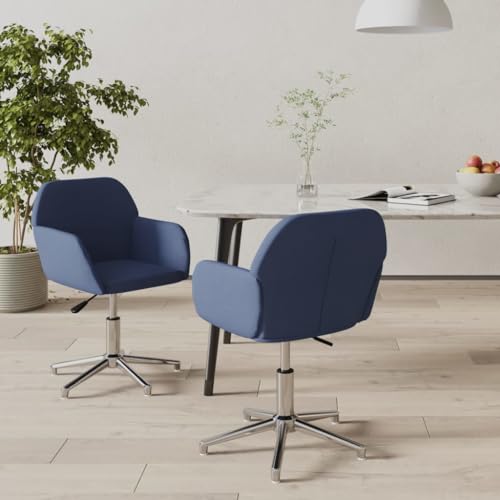 HANJIEFACAI Esszimmerstühle 2 STK. Drehbar Blau Stoff Kitchen Chair Schminktisch Stuhl Balkonstuhl Stuhl Schminktisch für Wohnzimmer Küche Garten Restaurant von HANJIEFACAI