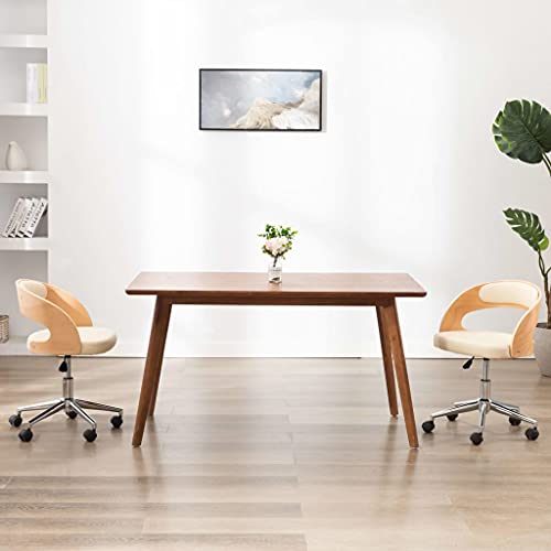 HANJIEFACAI Esszimmerstühle 2 STK. Drehbar Creme Bugholz und Kunstleder Stuhl Wohnzimmer Gartenstühle Schminktisch Stuhl Lounge Sessel für Wohnzimmer Park Garten Restaurant HANJIEFACAI Esszimmerstühle 2 STK. Drehbar Creme Bugholz und Kunstleder Stuhl Wohnzimmer Gartenstühle Schminktisch Stuhl Lounge Sessel für Wohnzimmer Park Garten Restaurant von HANJIEFACAI