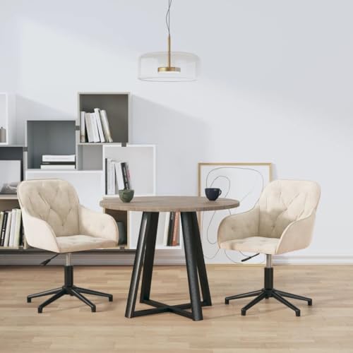 HANJIEFACAI Esszimmerstühle 2 STK. Drehbar Creme Samt Stuhl Küche Esszimmerstühle Stuhl Schminktisch Dining Chair für Park Küche Restaurant Balkon von HANJIEFACAI