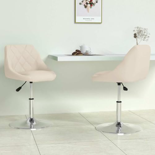 HANJIEFACAI Esszimmerstühle 2 STK. Drehbar Creme Samt Wartezimmer Stühle Gartenstühle Schminktisch Stuhl Essstühle für Park Garten Küche Restaurant von HANJIEFACAI