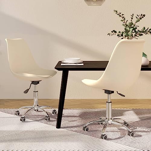 HANJIEFACAI Esszimmerstühle 2 STK. Drehbar Creme Stoff Küchenstühle Modern Schminktisch Stuhl Balkonstuhl Dining Chair für Wohnzimmer Restaurant Park Küche von HANJIEFACAI
