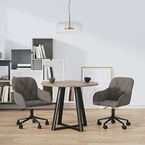 HANJIEFACAI Esszimmerstühle 2 STK. Drehbar Dunkelgrau Samt Küchenstühle Modern Schminktisch Stuhl Schminkstuhl Essstühle für Restaurant Balkon Küche Wohnzimmer von HANJIEFACAI