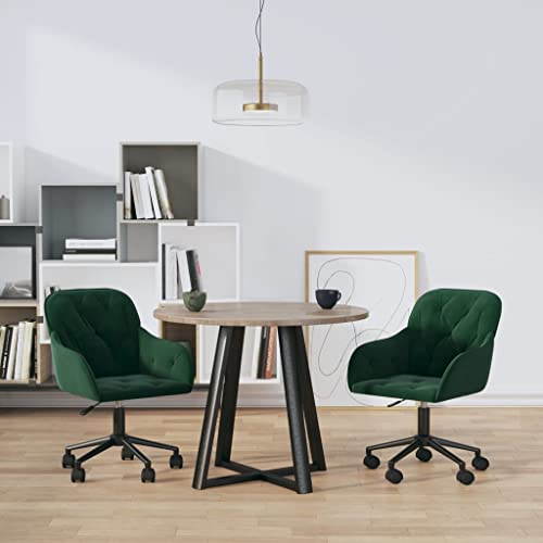 HANJIEFACAI Esszimmerstühle 2 STK. Drehbar Dunkelgrün Samt Küchenstühle Modern Schminktisch Stuhl Schminkstuhl Essstühle für Restaurant Balkon Küche Wohnzimmer von HANJIEFACAI