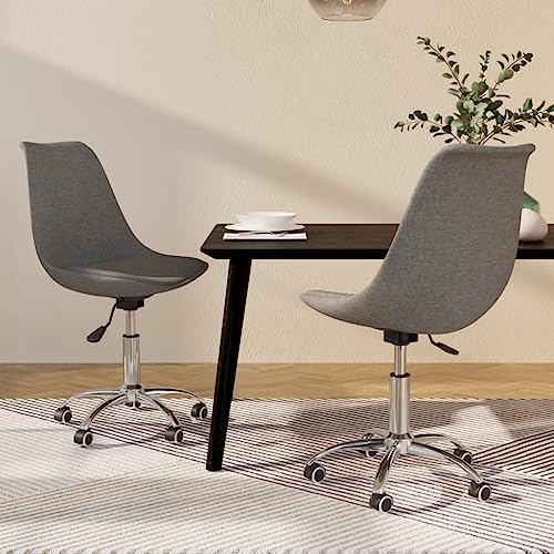HANJIEFACAI Esszimmerstühle 2 STK. Drehbar Hellgrau Stoff Küchenstühle Modern Schminktisch Stuhl Balkonstuhl Dining Chair für Wohnzimmer Restaurant Park Küche von HANJIEFACAI
