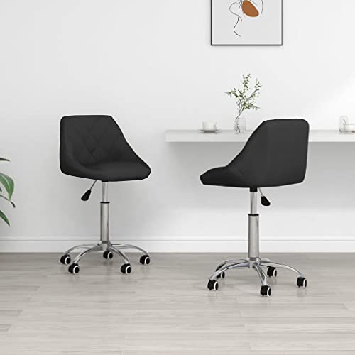 HANJIEFACAI Esszimmerstühle 2 STK. Drehbar Schwarz Kunstleder Besucherstuhl Schminktisch Stuhl Schminkstuhl Dining Chair für Restaurant Balkon Garten Küche von HANJIEFACAI