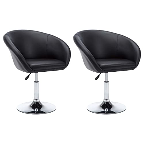 HANJIEFACAI Esszimmerstühle 2 STK. Drehbar Schwarz Kunstleder Kitchen Chair Esszimmerstühle Schminktisch Stuhl Lounge Sessel für Garten Balkon Küche Restaurant von HANJIEFACAI