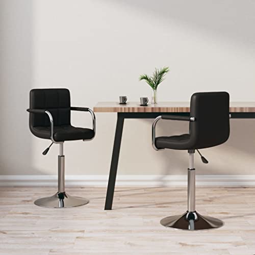 HANJIEFACAI Esszimmerstühle 2 STK. Drehbar Schwarz Kunstleder Stuhl Küche Schminktisch Stuhl Essstühle Dining Chair für Park Balkon Garten Restaurant von HANJIEFACAI