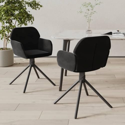 HANJIEFACAI Esszimmerstühle 2 STK. Drehbar Schwarz Samt Küchenstühle Modern Esszimmerstühle Esstisch Stühle Dining Chair für Wohnzimmer Balkon Restaurant Küche von HANJIEFACAI