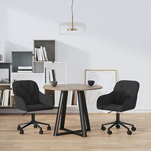 HANJIEFACAI Esszimmerstühle 2 STK. Drehbar Schwarz Samt Küchenstühle Modern Schminktisch Stuhl Schminkstuhl Essstühle für Restaurant Balkon Küche Wohnzimmer von HANJIEFACAI