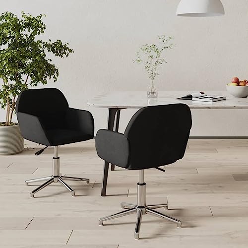 HANJIEFACAI Esszimmerstühle 2 STK. Drehbar Schwarz Stoff Kitchen Chair Schminktisch Stuhl Balkonstuhl Stuhl Schminktisch für Wohnzimmer Küche Garten Restaurant von HANJIEFACAI