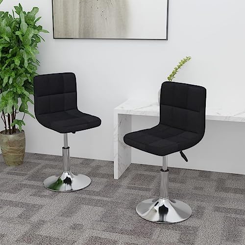 HANJIEFACAI Esszimmerstühle 2 STK. Drehbar Schwarz Stoff Wartezimmer Stühle Gartenstühle Balkonstuhl Schminkstuhl für Küche Garten Balkon Wohnzimmer von HANJIEFACAI