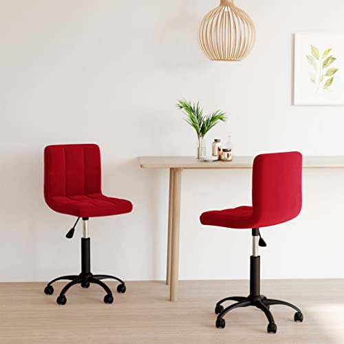 HANJIEFACAI Esszimmerstühle 2 STK. Drehbar Weinrot Samt Besucherstuhl Schminktisch Stuhl Schminkstuhl Dining Chair für Restaurant Wohnzimmer Küche Balkon von HANJIEFACAI