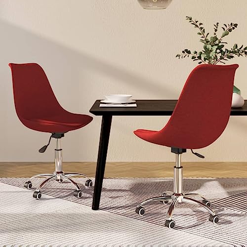 HANJIEFACAI Esszimmerstühle 2 STK. Drehbar Weinrot Stoff Küchenstühle Modern Schminktisch Stuhl Balkonstuhl Dining Chair für Wohnzimmer Restaurant Park Küche von HANJIEFACAI