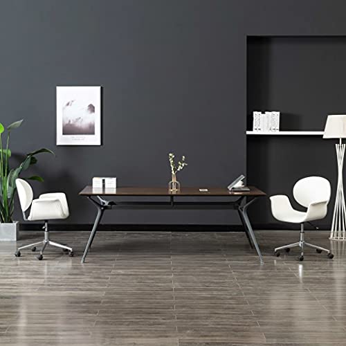 HANJIEFACAI Esszimmerstühle 2 STK. Drehbar Weiß Kunstleder Besucherstuhl Esszimmerstühle Schminktisch Stuhl Stuhl Küche für Park Wohnzimmer Balkon Garten von HANJIEFACAI