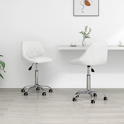 HANJIEFACAI Esszimmerstühle 2 STK. Drehbar Weiß Kunstleder Besucherstuhl Schminktisch Stuhl Schminkstuhl Dining Chair für Restaurant Balkon Garten Küche von HANJIEFACAI