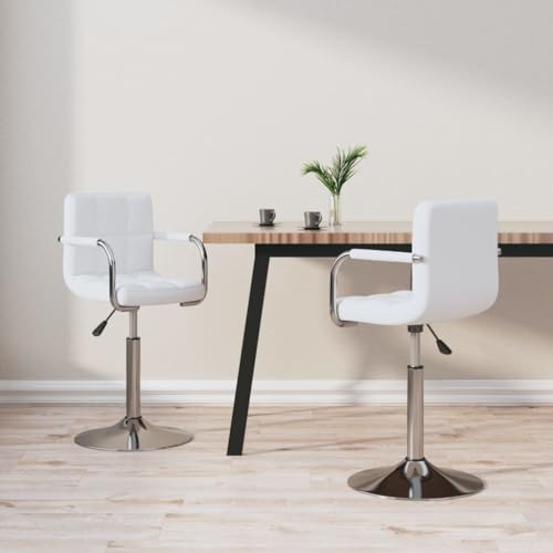 HANJIEFACAI Esszimmerstühle 2 STK. Drehbar Weiß Kunstleder Stuhl Küche Schminktisch Stuhl Essstühle Dining Chair für Park Balkon Garten Restaurant von HANJIEFACAI