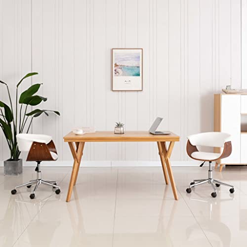HANJIEFACAI Esszimmerstühle 2 STK. Drehbar Weiß Kunstleder Stuhl Küche Schminktisch Stuhl Schminkstuhl Lounge Sessel für Balkon Garten Wohnzimmer Küche von HANJIEFACAI
