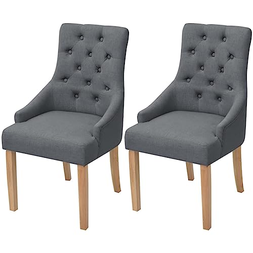 HANJIEFACAI Esszimmerstühle 2 STK. Dunkelgrau Stoff Outdoor Chair Esstisch Stühle Schminkstuhl Dining Chair für Garten Restaurant Küche Wohnzimmer von HANJIEFACAI