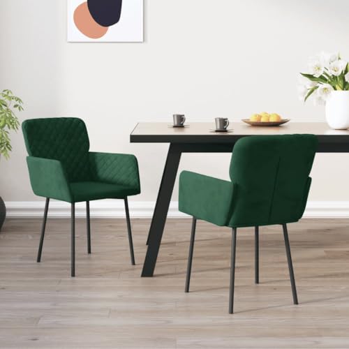 HANJIEFACAI Esszimmerstühle 2 STK. Dunkelgrün Samt Wartezimmer Stühle Esszimmerstühle Balkonstuhl Esstisch Stühle für Balkon Restaurant Park Wohnzimmer von HANJIEFACAI