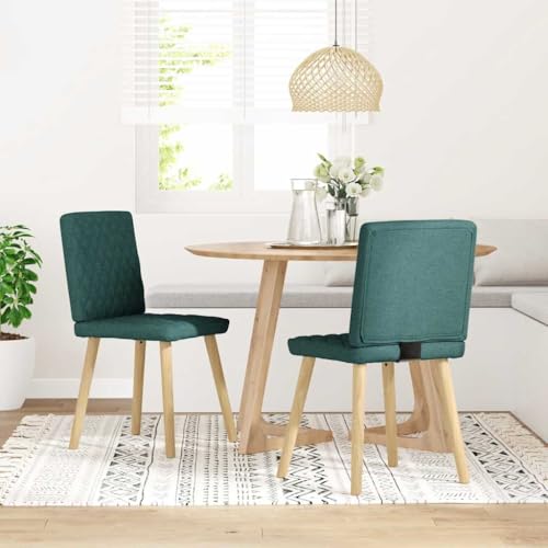 HANJIEFACAI Esszimmerstühle 2 STK. Dunkelgrün Stoff Küchenstühle Modern Schminktisch Stuhl Balkonstuhl Dining Chair für Garten Park Restaurant Balkon von HANJIEFACAI
