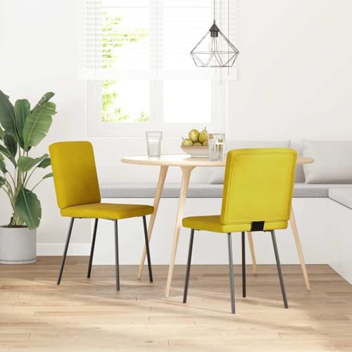 HANJIEFACAI Esszimmerstühle 2 STK. Gelb Samt Living Room Chairs Gartenstühle Balkonstuhl Stuhl Schminktisch für Restaurant Balkon Wohnzimmer Garten von HANJIEFACAI