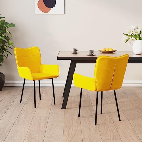 HANJIEFACAI Esszimmerstühle 2 STK. Gelb Samt Stuhl Küche Balkonstuhl Schminkstuhl Dining Chair für Küche Balkon Garten Wohnzimmer von HANJIEFACAI