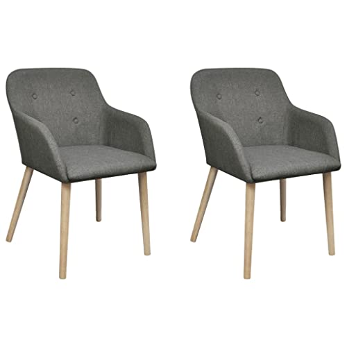 HANJIEFACAI Esszimmerstühle 2 STK. Hellgrau Stoff und Massivholz Eiche Stuhl Für Schminktisch Esszimmerstühle Dining Chair Lounge Sessel für Garten Balkon Wohnzimmer Küche von HANJIEFACAI