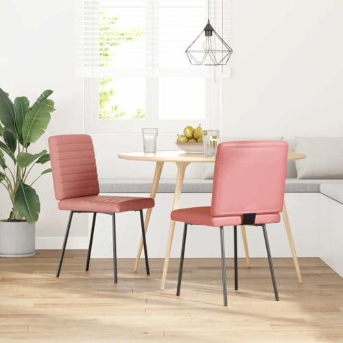 HANJIEFACAI Esszimmerstühle 2 STK. Rosa Kunstleder Kitchen Chair Esszimmerstühle Balkonstuhl Dining Chair für Küche Park Garten Balkon von HANJIEFACAI