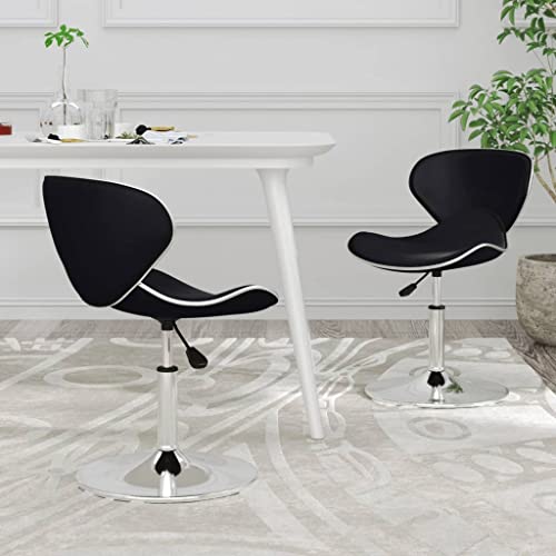 HANJIEFACAI Esszimmerstühle 2 STK. Schwarz Kunstleder Wohnzimmer Stühle Balkonstuhl Schminkstuhl Essstühle für Balkon Restaurant Park Garten von HANJIEFACAI