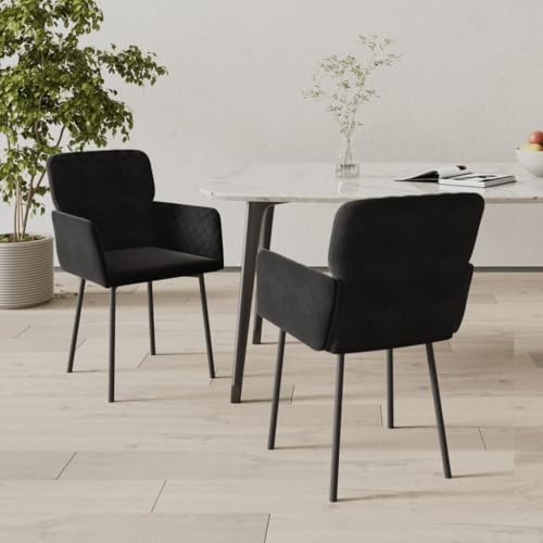 HANJIEFACAI Esszimmerstühle 2 STK. Schwarz Samt Wartezimmer Stühle Esszimmerstühle Balkonstuhl Esstisch Stühle für Balkon Restaurant Park Wohnzimmer von HANJIEFACAI
