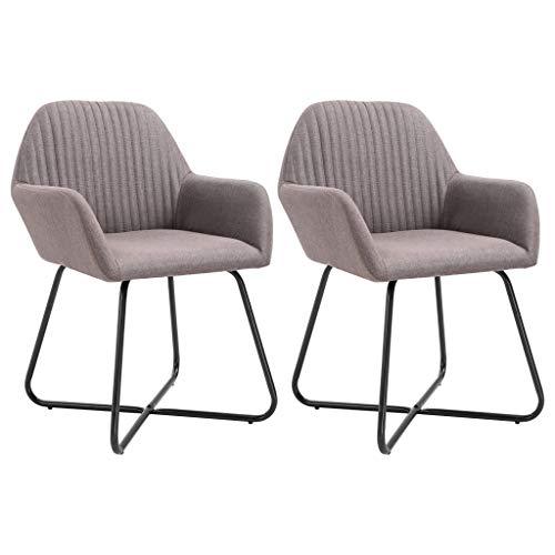 HANJIEFACAI Esszimmerstühle 2 STK. Taupe Stoff Outdoor Chair Balkonstuhl Schminkstuhl Lounge Sessel für Restaurant Balkon Wohnzimmer Park von HANJIEFACAI