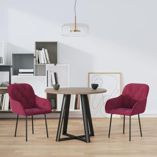 HANJIEFACAI Esszimmerstühle 2 STK. Weinrot Samt Besucherstuhl Gartenstühle Stuhl Schminktisch Dining Chair für Wohnzimmer Küche Park Garten von HANJIEFACAI