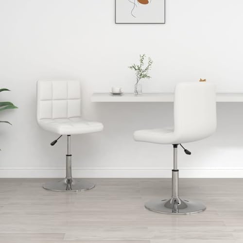HANJIEFACAI Esszimmerstühle 2 STK. Weiß Kunstleder Kitchen Chair Esszimmerstühle Schminktisch Stuhl Lounge Sessel für Wohnzimmer Garten Küche Balkon von HANJIEFACAI