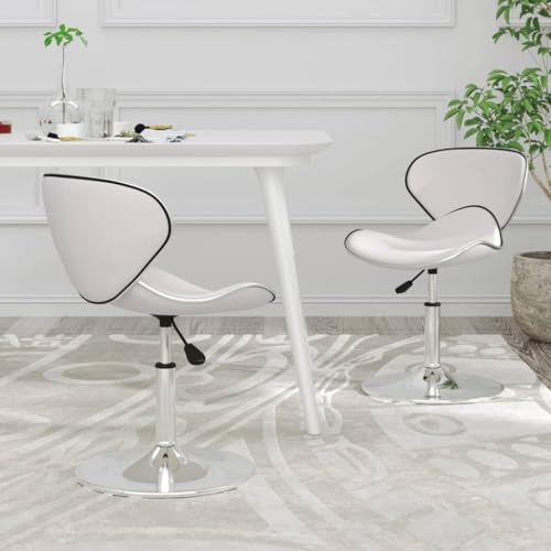 HANJIEFACAI Esszimmerstühle 2 STK. Weiß Kunstleder Wohnzimmer Stühle Balkonstuhl Schminkstuhl Essstühle für Balkon Restaurant Park Garten von HANJIEFACAI