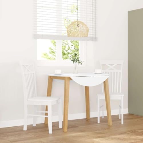 HANJIEFACAI Esszimmerstühle 2 STK. Weiß Massivholz Gummibaum Küchenstühle Modern Schminktisch Stuhl Schminkstuhl Essstühle für Garten Balkon Restaurant Wohnzimmer von HANJIEFACAI