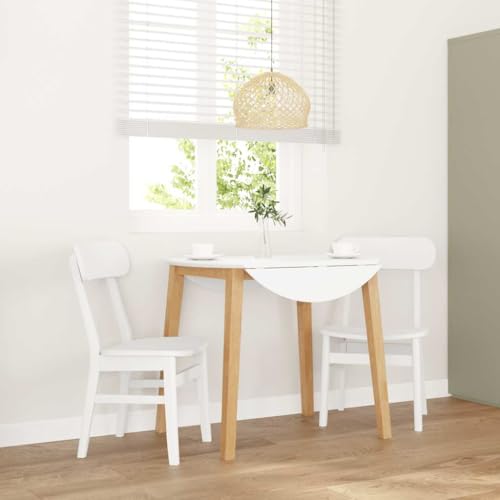 HANJIEFACAI Esszimmerstühle 2 STK. Weiß Massivholz Gummibaum Wartezimmer Stühle Gartenstühle Schminktisch Stuhl Essstühle für Balkon Park Garten Restaurant von HANJIEFACAI