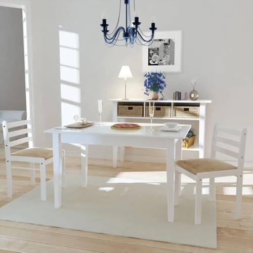 HANJIEFACAI Esszimmerstühle 2 STK. Weiß Massivholz Gummibaum und Samt Stuhl Küche Esszimmerstühle Essstühle Lounge Sessel für Park Garten Restaurant Wohnzimmer von HANJIEFACAI