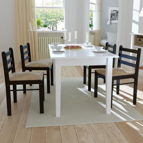 HANJIEFACAI Esszimmerstühle 4 STK. Braun Gummibaum Massivholz und Samt Stuhl Küche Esszimmerstühle Essstühle Lounge Sessel für Park Garten Restaurant Wohnzimmer von HANJIEFACAI