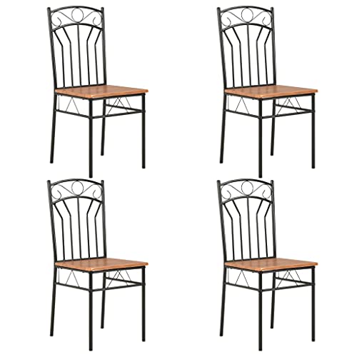 HANJIEFACAI Esszimmerstühle 4 STK. Braun MDF Küchenstühle Modern Schminktisch Stuhl Schminkstuhl Essstühle für Wohnzimmer Park Balkon Garten von HANJIEFACAI